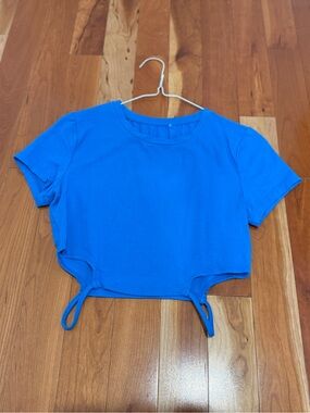 Bright Blue Cropped Tie-Hem Top - Women's Fashion Crop